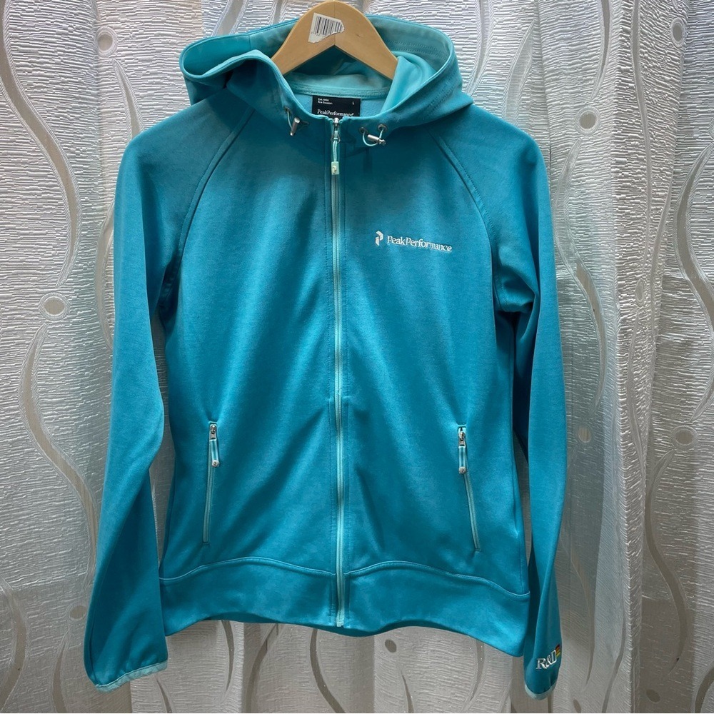 Peak Performance Turquoise Zip Up Hoodie‎ Track Jacket Women's Size L R&D